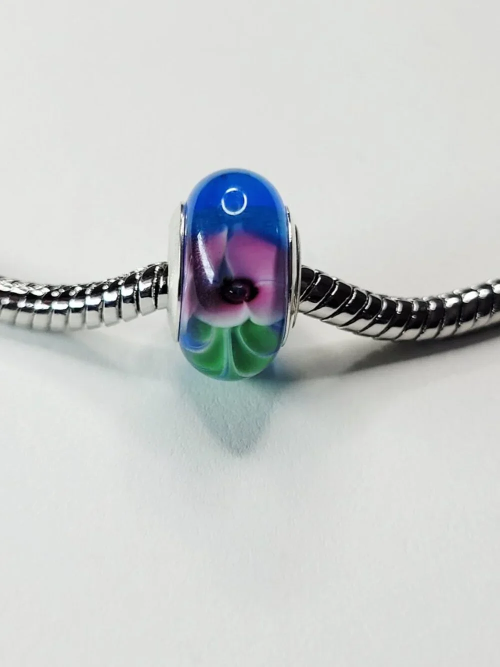 NWT S925 For Pandora Charm Bracelets 3D Murano Glass Blue Pink Green Charm Bead